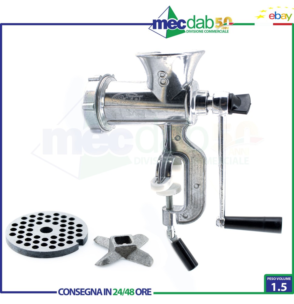 Tritacarne Manuale a Manovella N°8 Con Attacco a Morsetto Palumbo|33,00 €