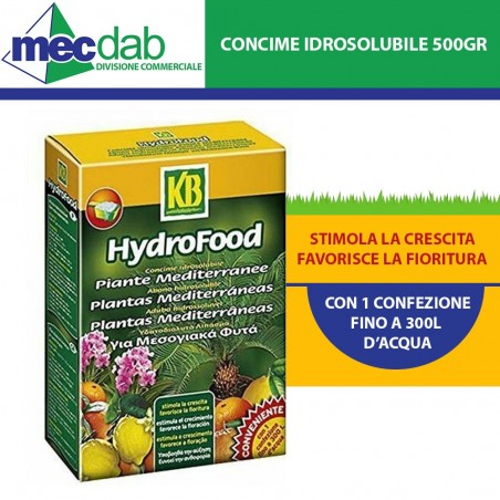 Concime Idrosolubile Mediterranee KB Hydrofood 500 Grammi | Mec.Dab SRL | KB