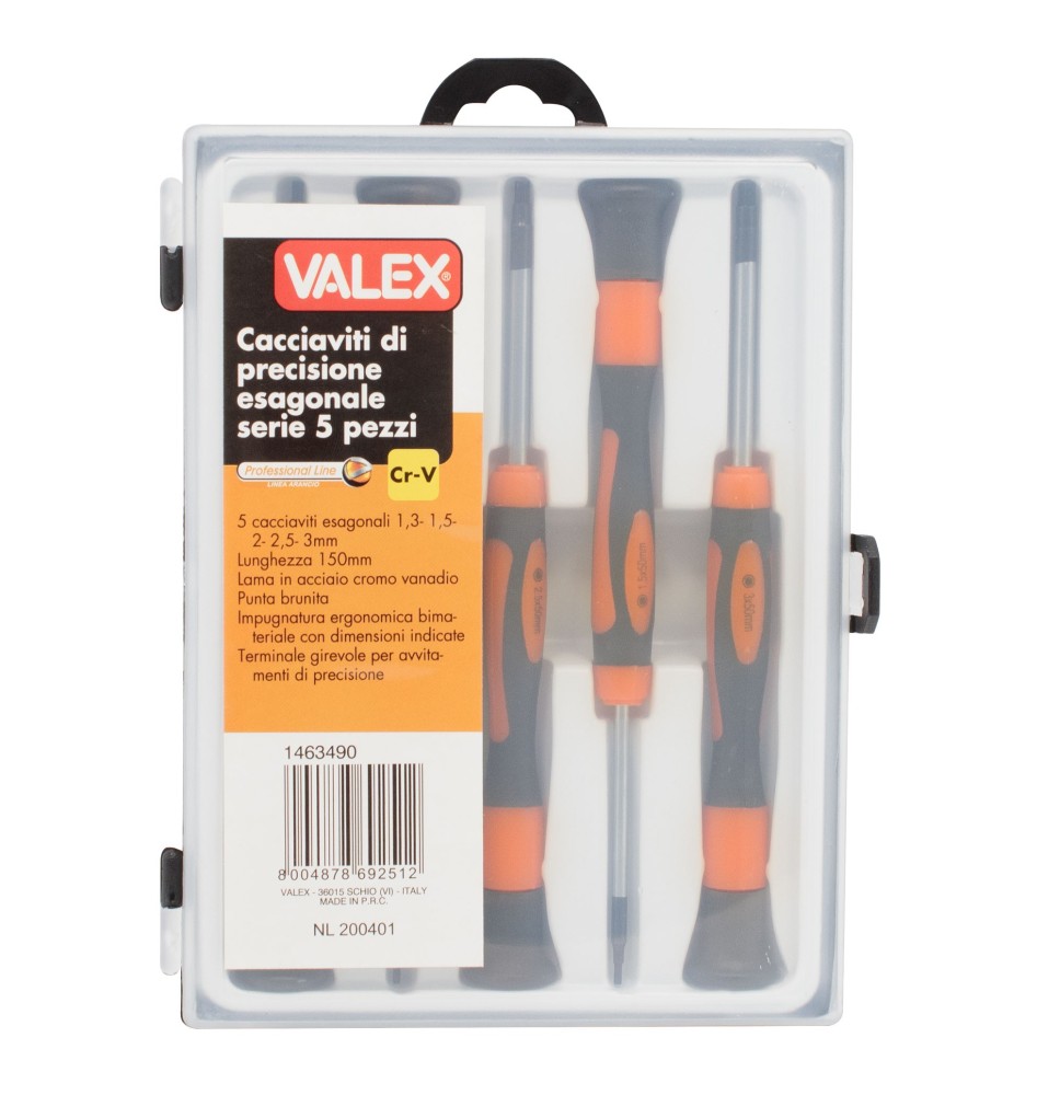 Cacciaviti Di Precisione Esagonali Serie 5 Pezzi In Acciaio Cromo Vanadio Valex|7,90 €