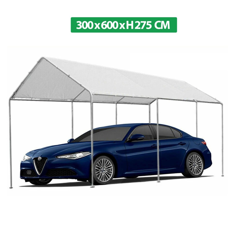Gazebo Per Auto In Acciaio Parcheggio Auto e Moto Telo Impermeabile 300 x 600 x H 275 Cm 140Gr/mq.|250,00 €