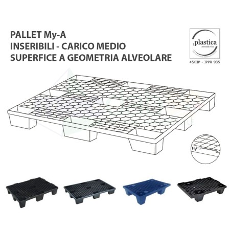 Pallet Inseribili a Superfice a Geometria Alveolare Carico Medio My-A 400x600