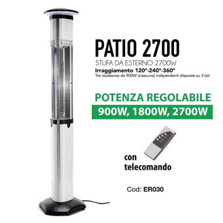 Stufa Elettrica 2700W PATIO 2700 Con Telecomando e Luce LED 360° CFG | Mec.Dab SRL | CFG