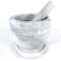 Mortaio In Marmo Con Pestello 14 Cm Per Pesto e Spezie Ø 10 Cm Borella