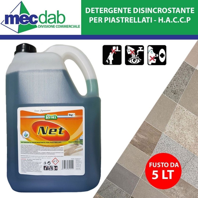 Detergente Disincrostante Per Piastrellati 5 LT Pulizia Malta da Pavimenti HACCP | Mec.Dab SRL | Redel