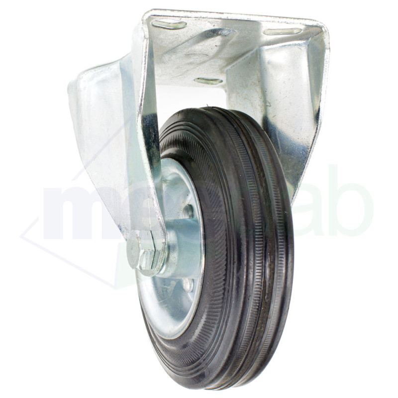 Ruota Piena In Gomma Nera Con Piastra Fissa Per Carrelli Serie BC|8,20 €