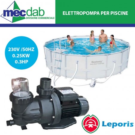 Elettropompa Per Piscina Monofase 0.25 kW 0.3HP 230V Leporis Relax 250M