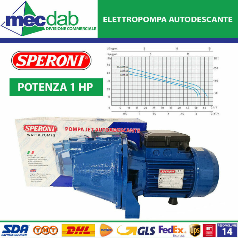 Elettropompa Autodescante Jet Per Impianti Casalinghi 230V 1HP Speroni CAM 66|182,90 €