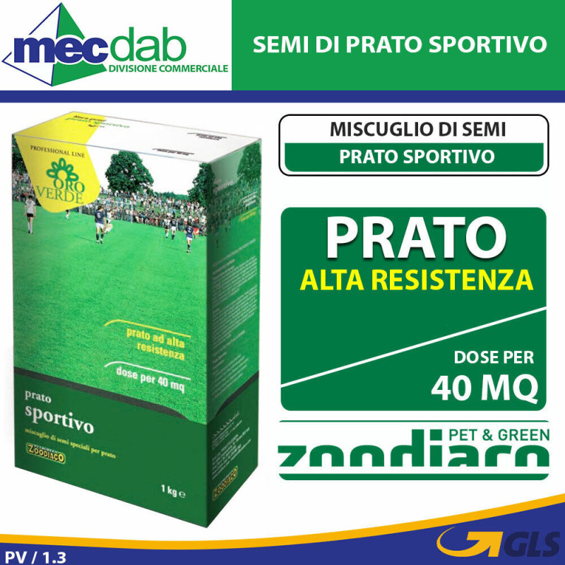 Semi Di Prato Sportivo 1 KG Ad Alta Resistenza Per 40 Mq Oro Verde Zoodiaco|Zoodiaco