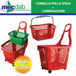 Carrello Spesa Supermercato 4 Ruote Colore Rosso Vari Modelli Cesta per Market