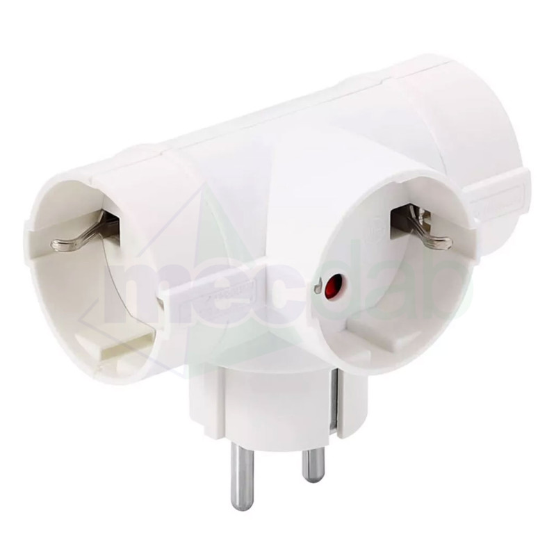 Adattatore Multipresa Da Viaggio – 2 Prese Bipasso 10A/16A + 1 Universale, Spina Schuko 16A