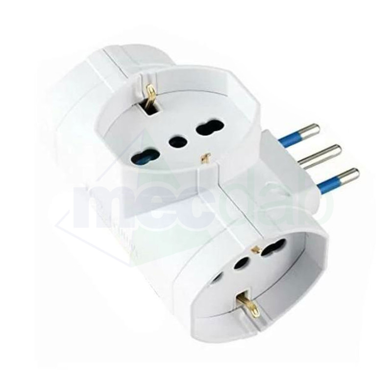 Adattatore Tripla Presa Universale Schuko/Bipasso 16A 250V Max 1500W|5,60 €