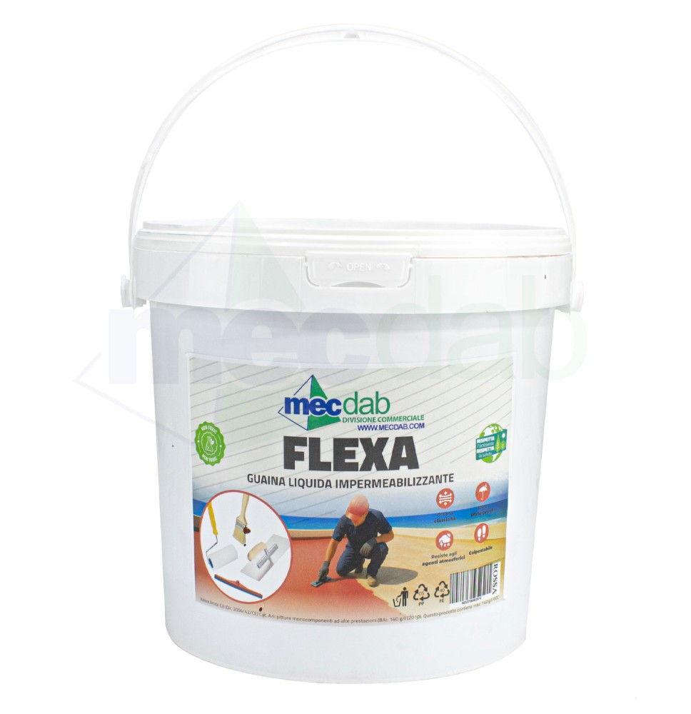 Guaina Liquida Impermeabilizzante Rossa Per Tetti e Terrazze Flexa 20Kg|68,00 €