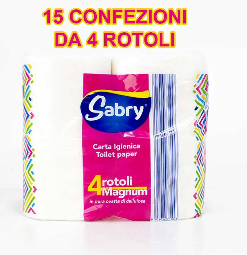 Rotoli Di Carta Igienica 2 Veli In Pura Cellulosa 4 x 15 PZ|25,50 €