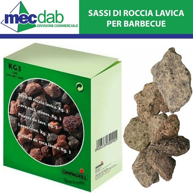 Sassi di Roccia Lavica per Barbecue - 3kG | Mec.Dab SRL | BrennenstuhlGiardino e arredamento esterni |8006339300905
