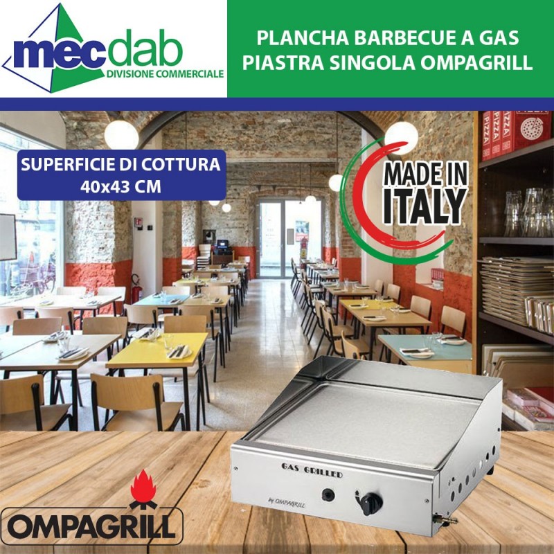 Plancha Barbecue a Gas Metano/GPL Piastra Singola Ompagrill-4044/M | Mec.Dab SRL | OMPAGRILL