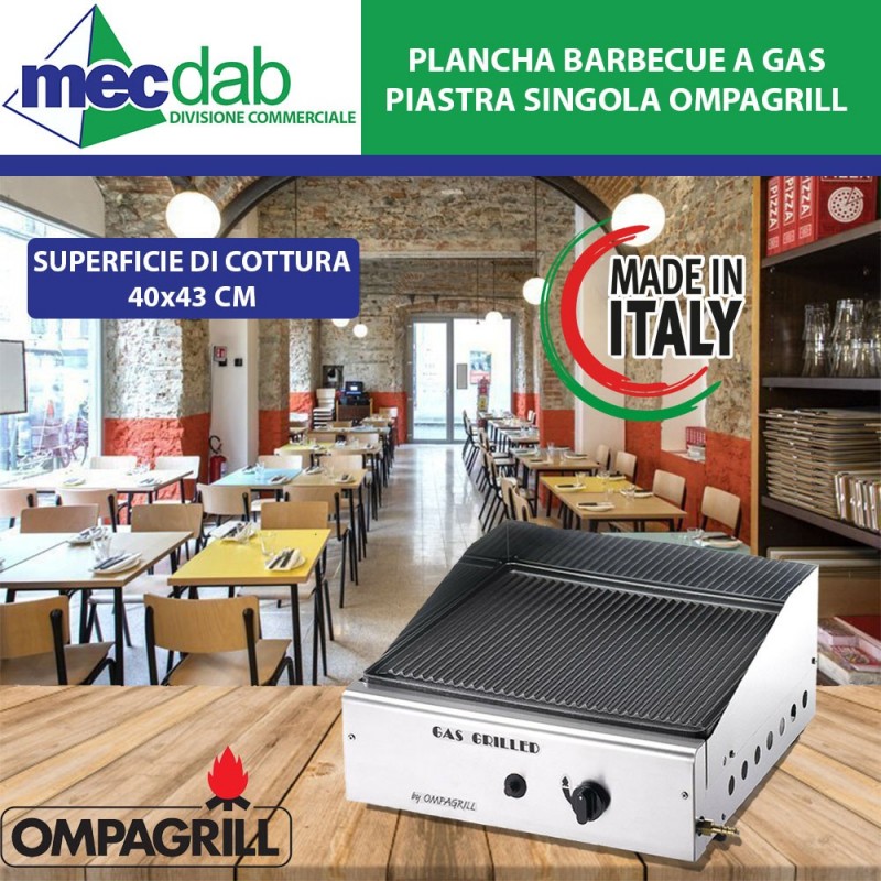 Plancha Barbecue a Gas Metano/GPL Piastra Singola Ompagrill-4043/M | Mec.Dab SRL | OMPAGRILL