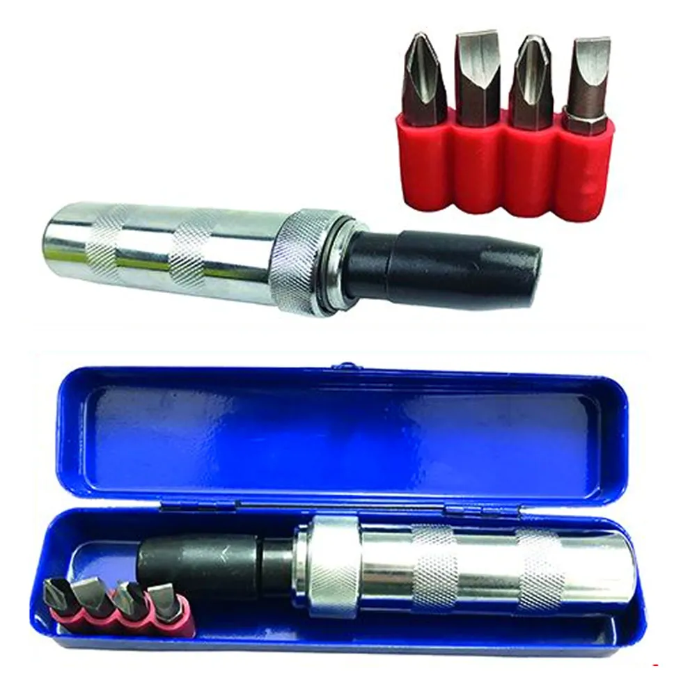 Cacciavite a Percussione Cromo Vanadio Con 4 Inserti Taglio e Croce|12,90 €