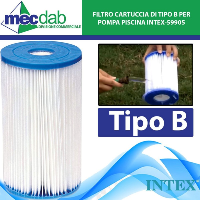 Filtro Cartuccia Per Pompa Piscina Intex Tipo B 25 Cm x Ø 14,6 Cm | Mec.Dab SRL | INTEX