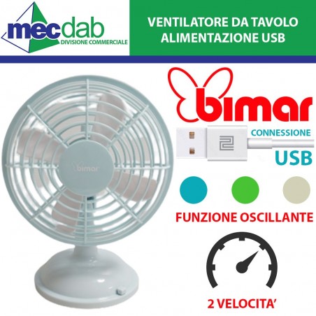 Mini Ventilatore Da Tavolo USB Oscillante 2 Velocità Stile Vintage Bimar VT15 | Mec.Dab SRL | Generica - Senza MarcaClimatizzazione e Fumisteria |