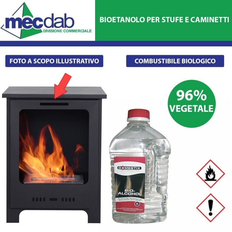 Bioetanolo Liquido 2LT Origine Vegetale 96% Stufe e Caminetti - Domestix | Mec.Dab SRL | Generica - Senza MarcaClimatizzazione e Fumisteria |8713508742519