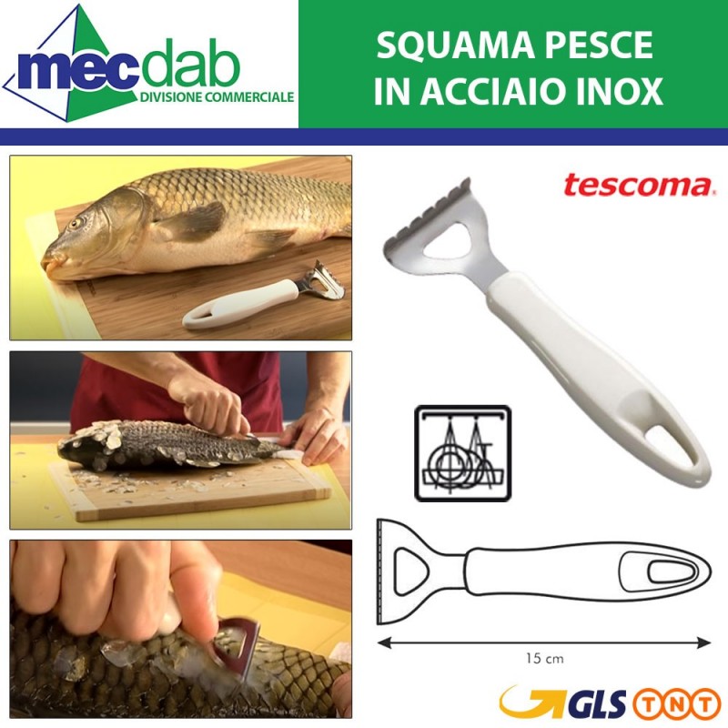 Squama Pesce In acciaio Inox 15 Cm con Manico in Plastica Tescoma Linea-Presto | Mec.Dab SRL | Tescoma