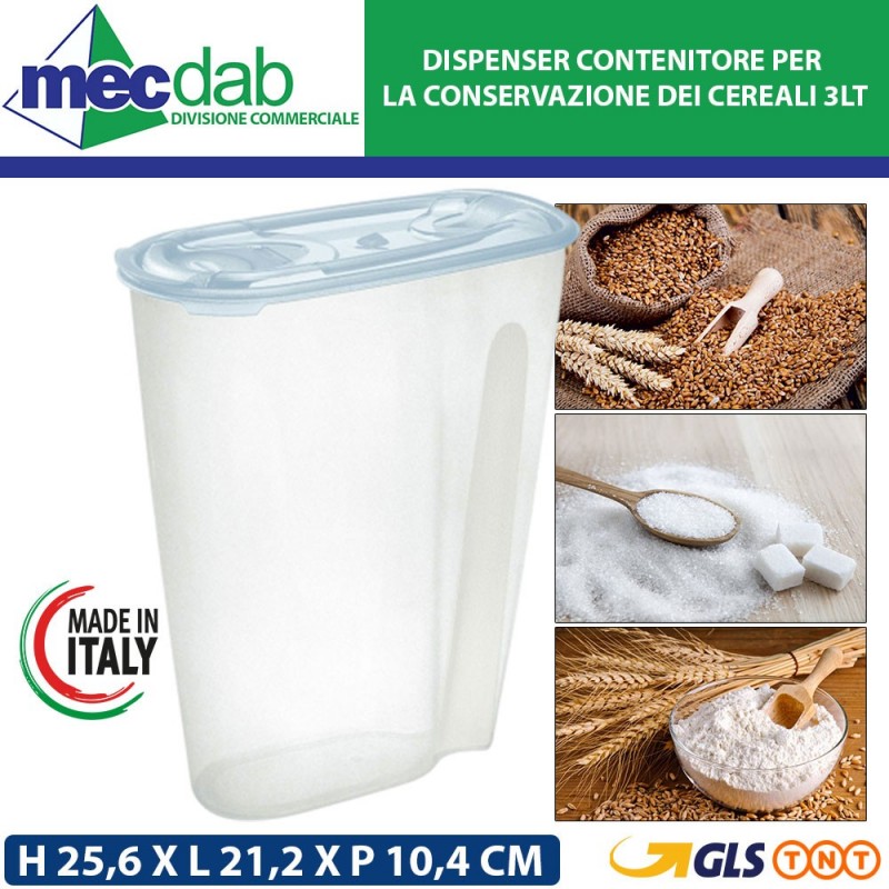 Dispenser Contenitore in Plastica 3l per Conservazione di Alimenti Tontarelli | Mec.Dab SRL | Generica - Senza Marca