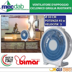 Ventilatore D'appoggio Ciclonico Griglia Ruotante Ø 30 Cm 45W Bimar VBOX36T
