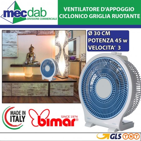 Ventilatore D'appoggio Ciclonico Griglia Ruotante Ø 30 Cm 45W Bimar VBOX36T