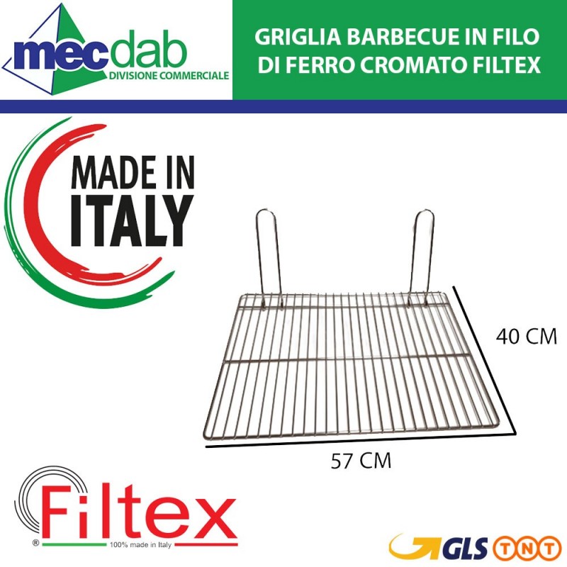 Griglia Barbecue in Filo di Ferro Cromato Filtex Varie Misure | Mec.Dab SRL | Generica - Senza MarcaGiardino e arredamento esterni |