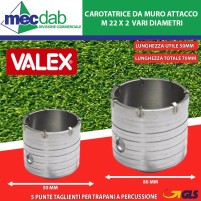 Carotatrice da Muro Attacco M 22 x 2 Diametri Vari Valex