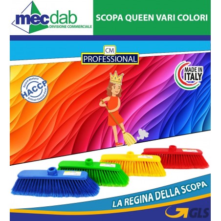 Scopa in Plastica con Setole Morbide per Interni Queen Vari Colori | Mec.Dab SRL | Generica - Senza Marca