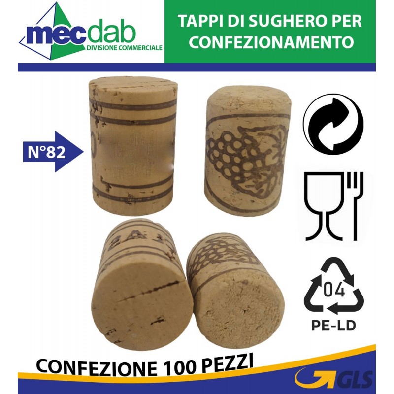 Tappi in Sughero Per Confezionamento Vini 100 Pezzi Vari Numeri | Mec.Dab SRL | Generica - Senza Marca