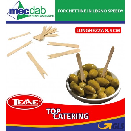 Forchettine in Legno Compostabili per Catering Confezione da 1000 8,5 Cm Leone | Mec.Dab SRL | Leone Decorazioni