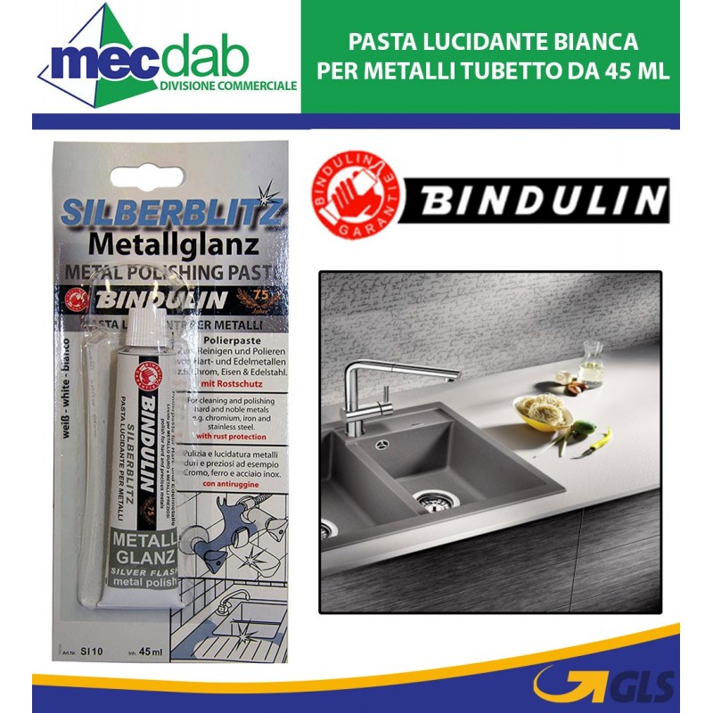 Pasta Lucidante Bindulin Bianca Per Metalli Tubetto D 45 ML | Mec.Dab SRL | BindulinFerramenta Ed Edilizia |4007089503206