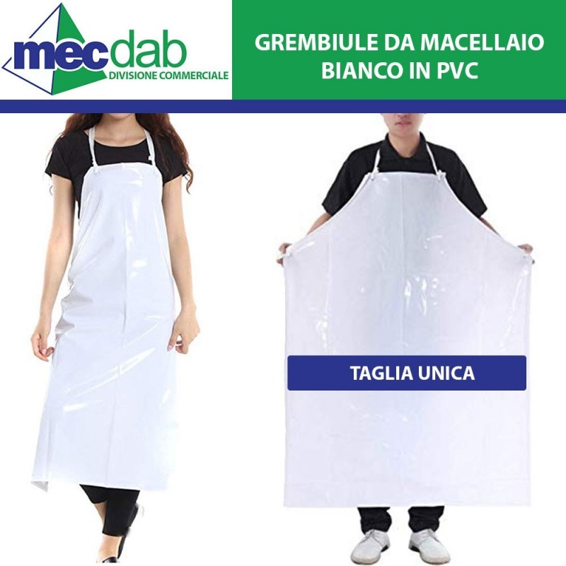 Grembiule da Macellaio in PVC Bianco Taglia Unica | Mec.Dab SRL | Generica - Senza Marca