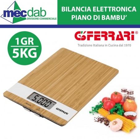 Bilancia Elettronica di Precisione 1GR/5Kg Con Display LCD e Piano di Bambù | Mec.Dab SRL | G3 Ferrari