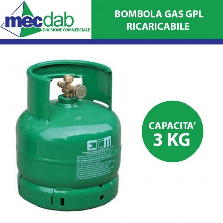 Bombola Gas Propano GPL 3Kg Ricaricabile | Mec.Dab SRL | Generica - Senza Marca