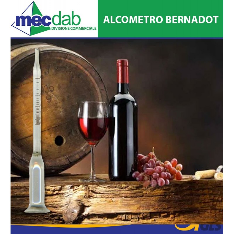 Alcometro Misuratore Di Alcol Nel Vino Bernadot Tascabile Con Astuccio 13 Cm