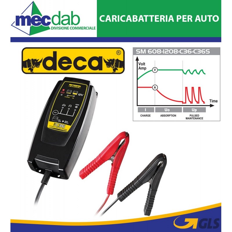 Caricabatteria Automatico Deca SM C36-12V Batterie Auto Moto Fino a 75Ah
