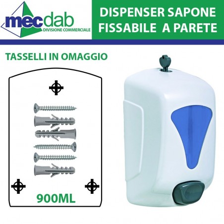 Dispenser Sapone Liquido Fissabile a Parete 900ml Tasselli in Omaggio | Mec.Dab SRL | Generica - Senza Marca