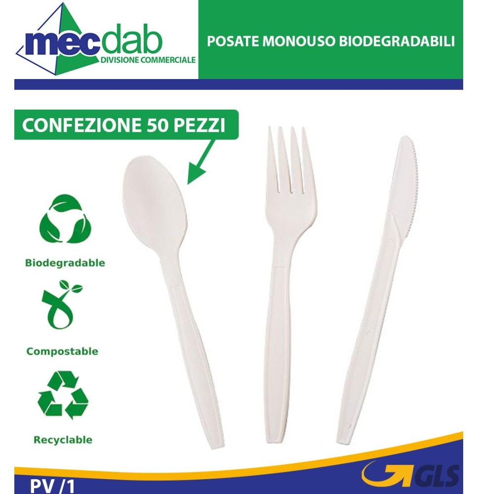 Posate Biodegradabili In C-PLA Confezione Da 50 Pezzi|4,80 €