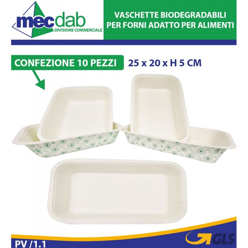 Vaschette Monouso Biodegradabili Per Alimenti e Forno Varie Dimensioni
