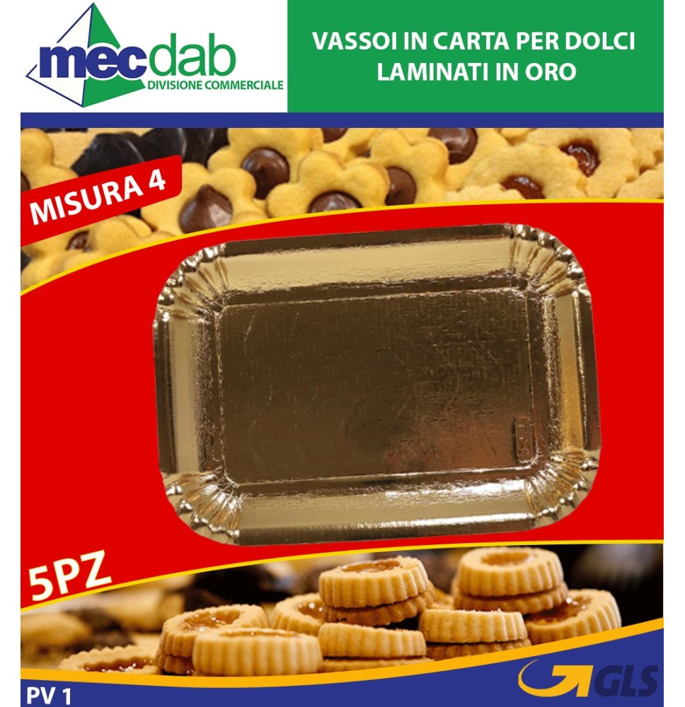 Vassoi in Carta per Dolci Laminati in Oro Imballo da 5 Varie Dimensioni|2,20 €