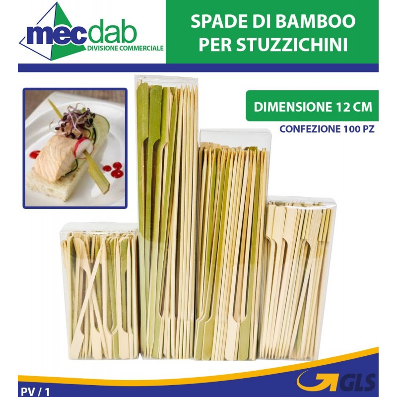 Spade in Bamboo Naturale Monouso Per Alimenti Confezione 100 Pezzi Varie Dimensioni