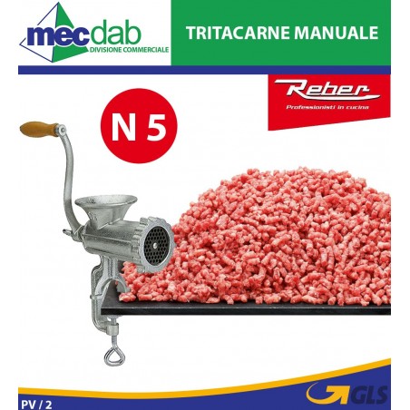 Tritacarne Manuale a Manovella e Morsetto Reber 8685N N°10 Macinacarne in Ghisa | Mec.Dab SRL | Reber