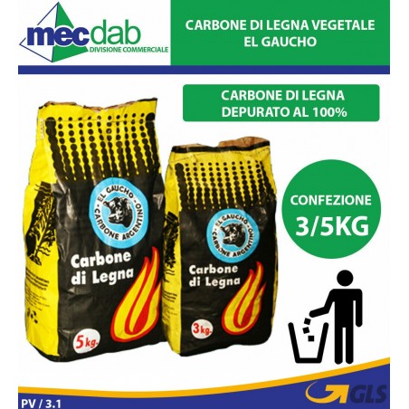 Carbonella Vegetale di Legna per Barbecue Di Quebracho Blanco 3/5Kg | Mec.Dab SRL | Generica - Senza Marca