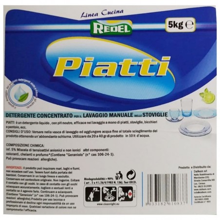 Detergente Lavapiatti Concentrato 5 LT Redel PH Neutro - HACCP | Mec.Dab SRL | RedelCasa, Arredamento & Bricolage |8033182610837