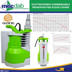 Elettropompa Sommergibile Monofase Acque Chiare Galleggiante Integrato Glong I-Spring XT230