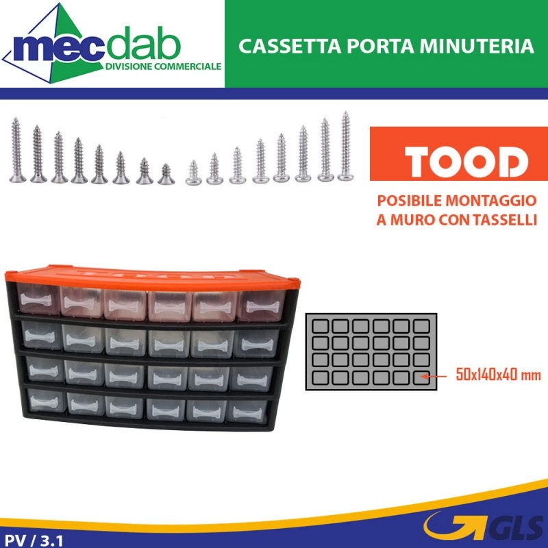 Cassetta Porta Minuteria In Plastica Possibile Fissaggio a Muro
