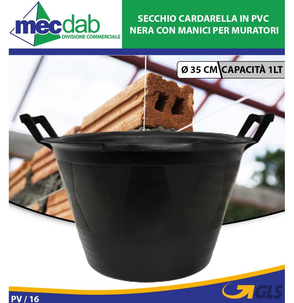 Secchio Cardarella in PVC Nera con Manici Ø 36 Cm per Muratori 1Lt|3,00 €